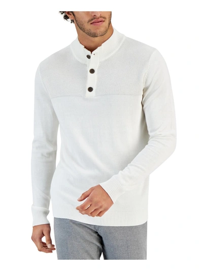 Shop Club Room Mens Mock Neck Henley Pullover Sweater In White