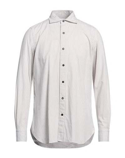 Shop Finamore 1925 Man Shirt Khaki Size 17 Cotton In Beige