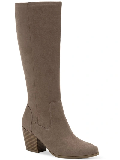 Shop Style & Co Warrda Womens Pull On Pointed Toe Mid-calf Boots In Grey