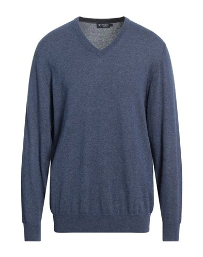 Hackett Man Sweater Blue Size Xxl Merino Wool, Viscose, Polyamide, Cashmere In Blue