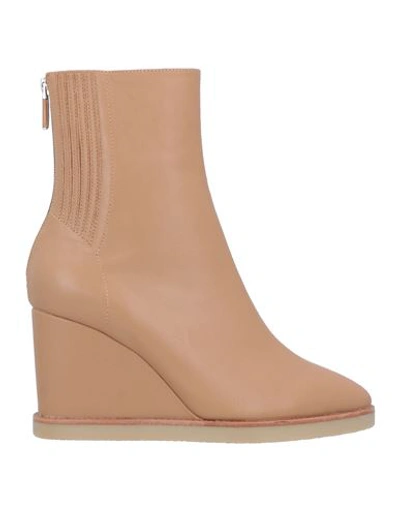 Shop Lola Cruz Woman Ankle Boots Camel Size 8 Soft Leather In Beige