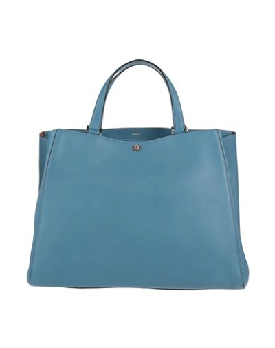 Shop Valextra Woman Handbag Slate Blue Size - Calfskin