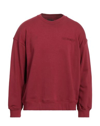 Shop Customize Man Sweatshirt Burgundy Size M Cotton, Polyester In Red