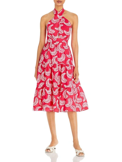 Shop Aqua Womens Tiered Midi Halter Dress In Pink