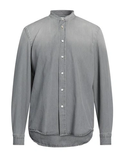 Shop Finamore 1925 Man Denim Shirt Grey Size L Cotton