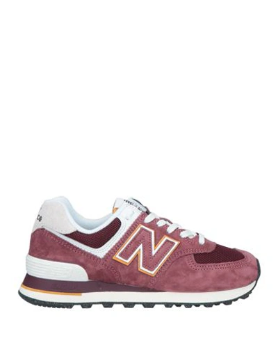 Shop New Balance Man Sneakers Garnet Size 8.5 Leather, Textile Fibers, Vegetable-tanned Leather In Red