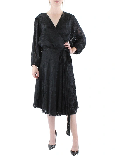 Shop Maree Pour Toi Plus Womens Burnout Midi Wrap Dress In Black