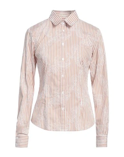 Shop Camicettasnob Woman Shirt Light Brown Size 12 Cotton, Polyamide, Elastane In Beige