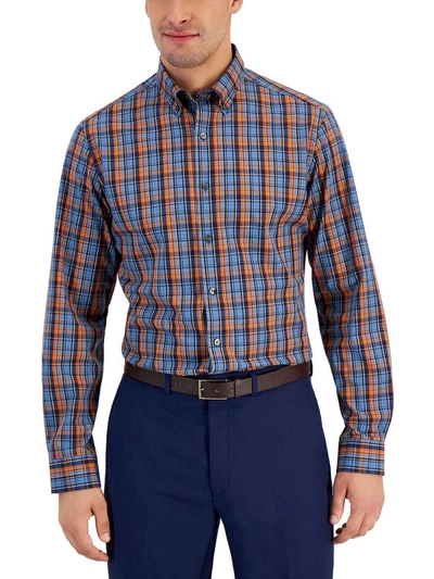 Shop Club Room Mens Plaid Slim Fit Button-down Shirt In Orange