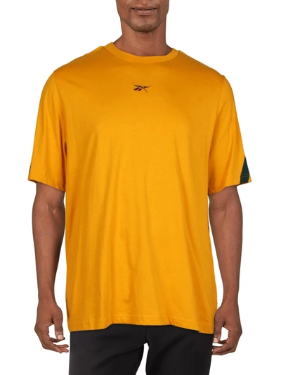 Shop Reebok Mens Relaxed Fit Crewneck Shirts & Tops In Yellow
