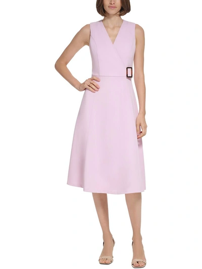 Shop Calvin Klein Womens Crepe Belted Midi Dress In Pink