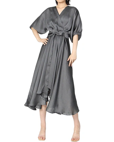 Shop Adele Berto Dress In Grey