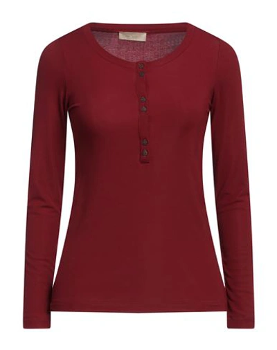 Shop Momoní Woman T-shirt Burgundy Size S Tencel, Elastane In Red