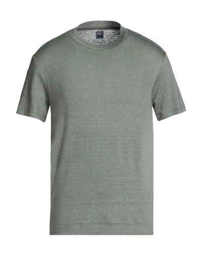 Shop Fedeli Man T-shirt Military Green Size 44 Linen, Elastane