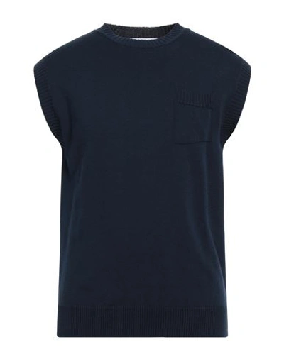 Shop Daniele Fiesoli Man Sweater Navy Blue Size L Cotton