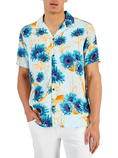 Shop Inc Mens Floral Short Sleeves Button-down Shirt In Multi