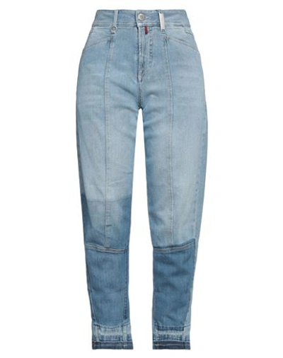 Shop High Woman Jeans Blue Size 12 Cotton, Elastane