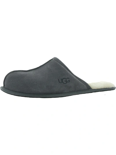 Shop Ugg Scuff Mens Suede Slip On Scuff Slippers In Grey