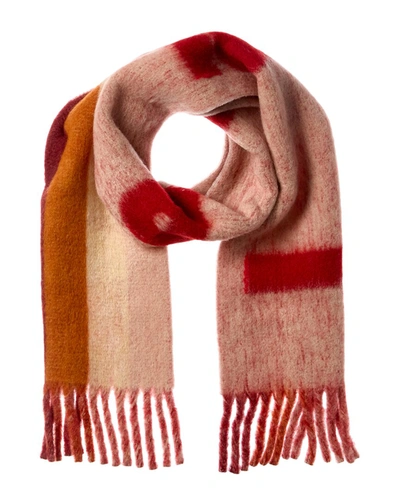 Shop Marni Logo Wool, Mohair & Alpaca-blend Scarf In Red