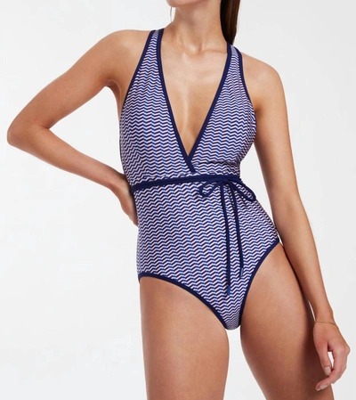 Shop Jets Amoudi Plunge One Piece Swimsuit In Sapphire In Blue