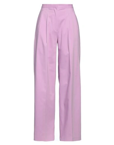 Camicettasnob Woman Pants Pink Size 8 Cotton, Polyester, Elastane In Pink