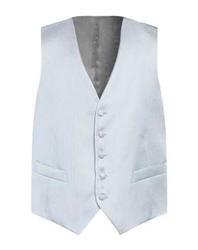 Shop Sartoria Latorre Man Tailored Vest Sky Blue Size 44 Silk, Cupro