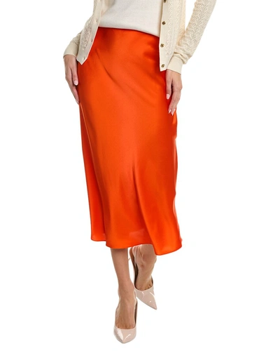 Shop Frame Bias Silk Midi Skirt In Red