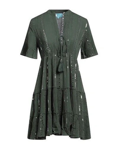 Shop Iconique Woman Mini Dress Dark Green Size Xl Viscose