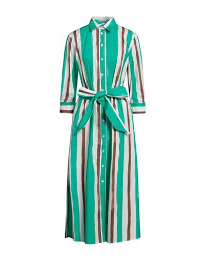 Shop Camicettasnob Woman Midi Dress Green Size 10 Cotton, Elastane