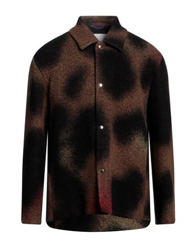 Shop Oamc Man Coat Brown Size 40 Virgin Wool, Polyamide, Viscose