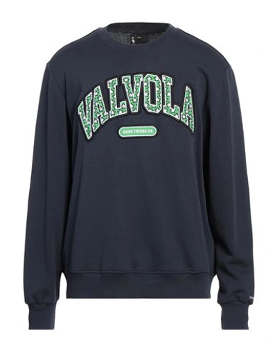 Valvola. Man Sweatshirt Navy Blue Size Xl Cotton In Navy Blue