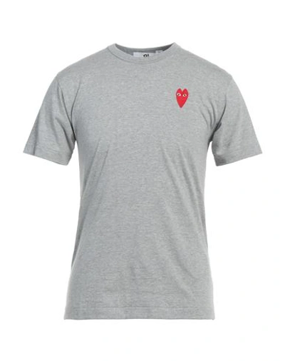 Shop Comme Des Garçons Play Man T-shirt Light Grey Size S Cotton