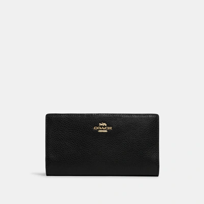 Shop Coach Outlet Slim Zip Wallet In Black
