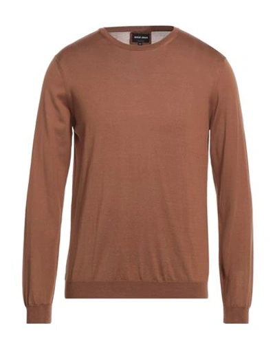 Shop Giorgio Armani Man Sweater Brown Size 46 Silk, Cotton
