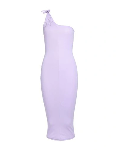 Shop Mangano Woman Midi Dress Lilac Size 8 Cotton In Purple