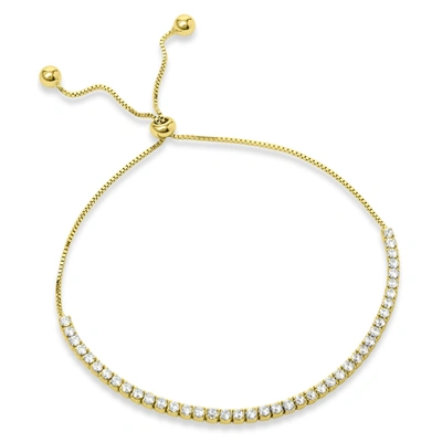Savvy Cie Jewels Ss 925 Roseplated White Cz Pull Bracelet In White