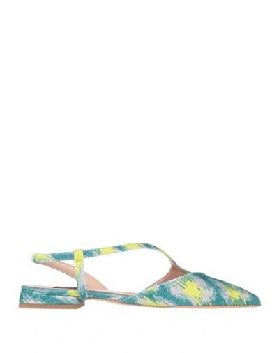 Shop Islo Isabella Lorusso Woman Ballet Flats Turquoise Size 8 Textile Fibers In Blue