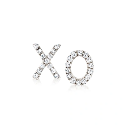 Rs Pure Ross-simons Diamond Xo Mismatched Earrings In Sterling Silver In Silver