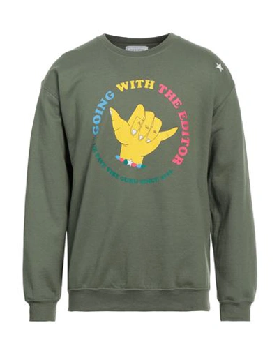 Shop The Editor Man Sweatshirt Military Green Size Xxl Cotton, Polyester