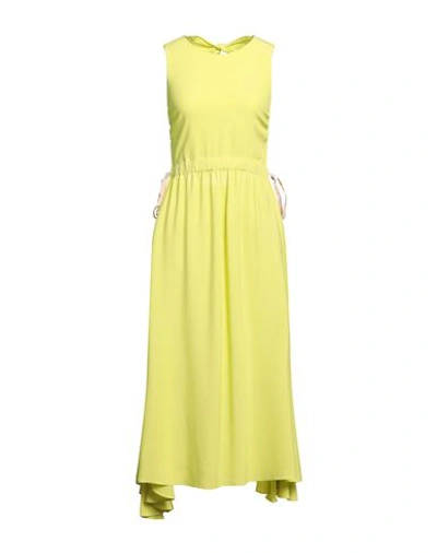Alessandro De Benedetti Woman Maxi Dress Lime Green Size 6 Acetate, Silk In Green
