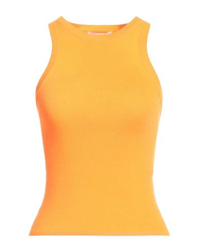 Shop Msgm Woman Tank Top Orange Size S Polyester, Polyamide, Elastane