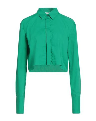 Shop Solotre Woman Shirt Green Size 6 Cotton