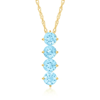 Shop Canaria Fine Jewelry Canaria London Blue Topaz 4-stone Linear Pendant Necklace In 10kt Yellow Gold