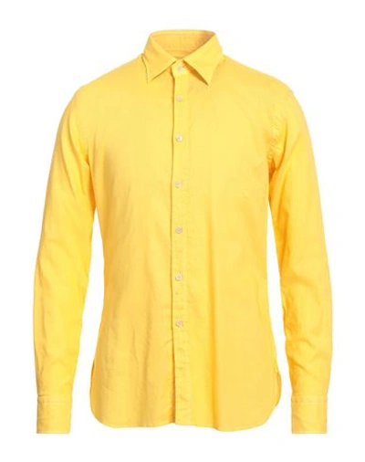 Shop Alessandro Gherardi Man Shirt Yellow Size L Linen, Cotton