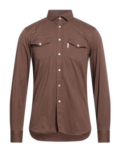 Shop Primo Emporio Man Shirt Brown Size Xl Cotton, Elastane