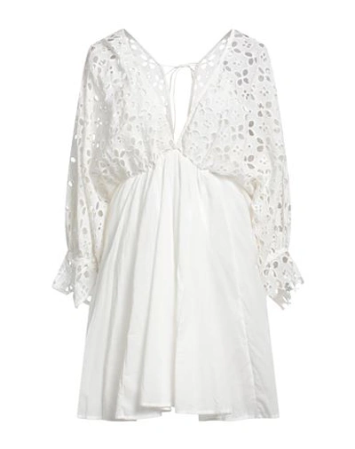 Shop Iconique Woman Mini Dress White Size L Cotton