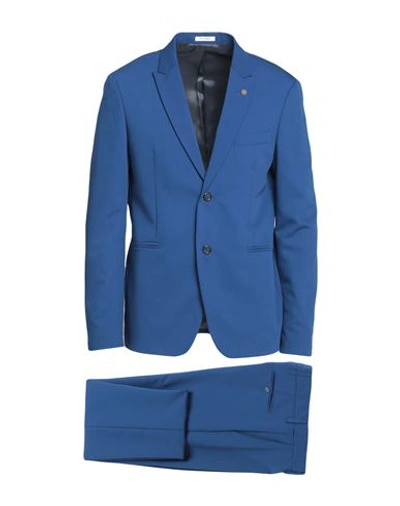 Officina 36 Man Suit Bright Blue Size 44 Polyester, Viscose, Elastane In Blue