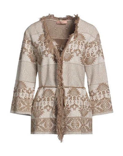 Twinset Woman Cardigan Gold Size M Viscose, Polyester In Gold