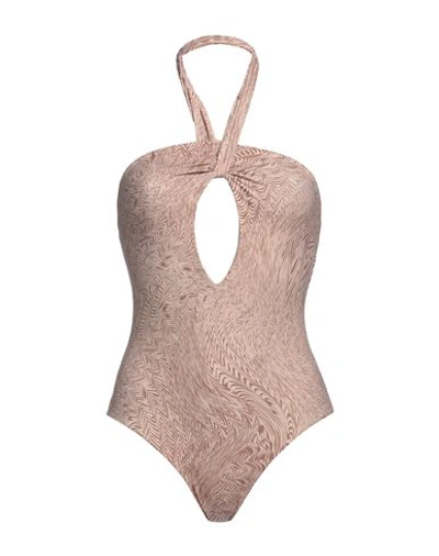 Shop Federica Tosi Woman One-piece Swimsuit Sand Size L Polyamide, Elastane In Beige