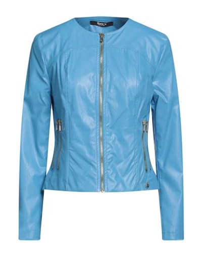 Shop Siste's Woman Jacket Azure Size M Polyurethane In Blue